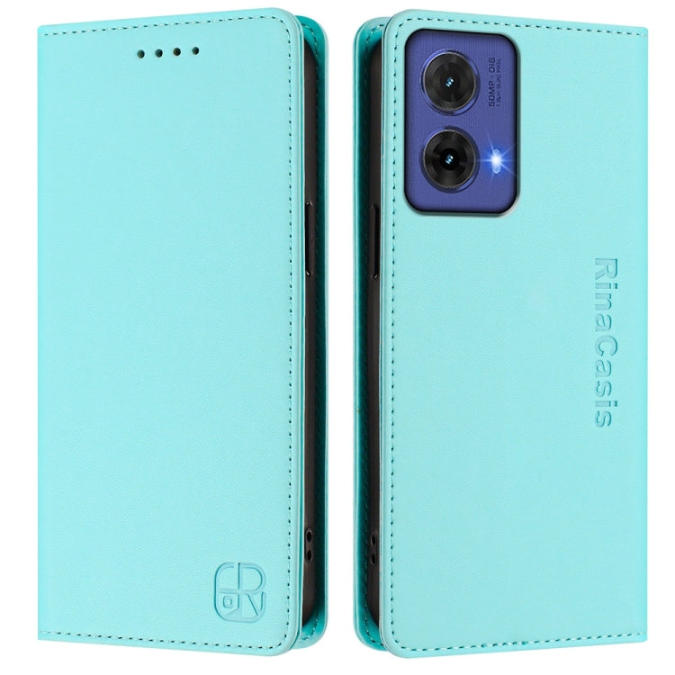 For Motorola Moto G85 RC01 Dual-Folded Magnetic Suction RFID Leather Phone Case