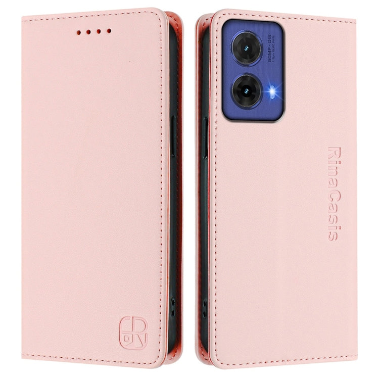 For Motorola Moto G85 RC01 Dual-Folded Magnetic Suction RFID Leather Phone Case