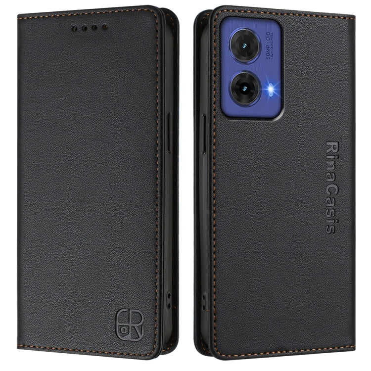 For Motorola Moto G85 RC01 Dual-Folded Magnetic Suction RFID Leather Phone Case