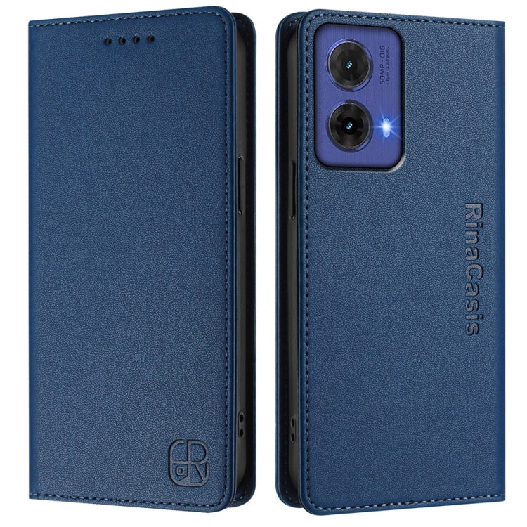 For Motorola Moto G85 RC01 Dual-Folded Magnetic Suction RFID Leather Phone Case