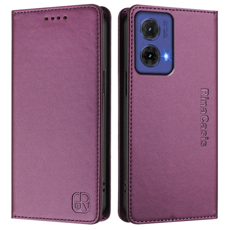 For Motorola Moto G85 RC01 Dual-Folded Magnetic Suction RFID Leather Phone Case