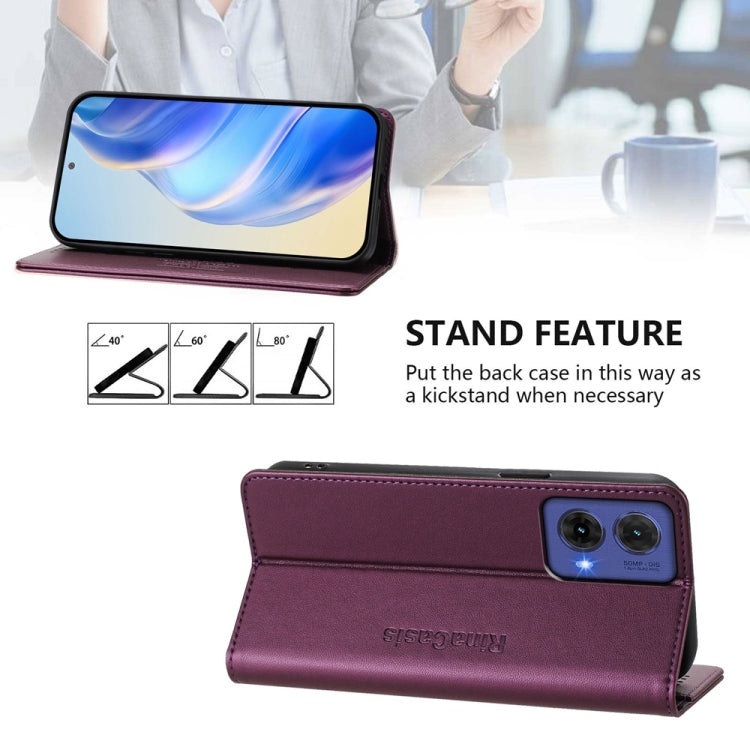 For Motorola Moto G85 RC01 Dual-Folded Magnetic Suction RFID Leather Phone Case