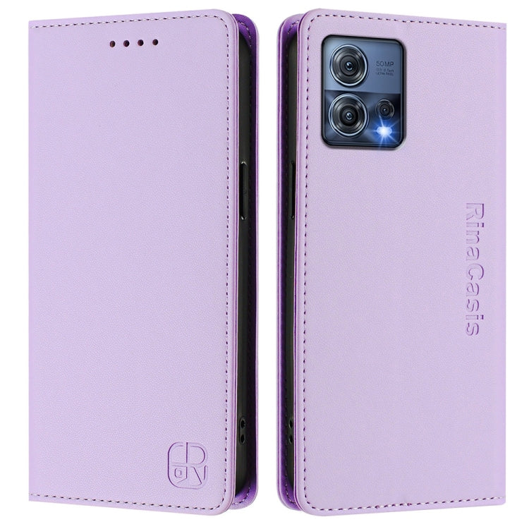 For Motorola Moto S30 Pro / Edge 30 Fusion RC01 Dual-Folded Magnetic Suction RFID Leather Phone Case