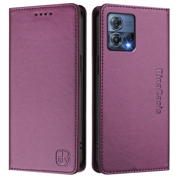 For Motorola Moto S30 Pro / Edge 30 Fusion RC01 Dual-Folded Magnetic Suction RFID Leather Phone Case