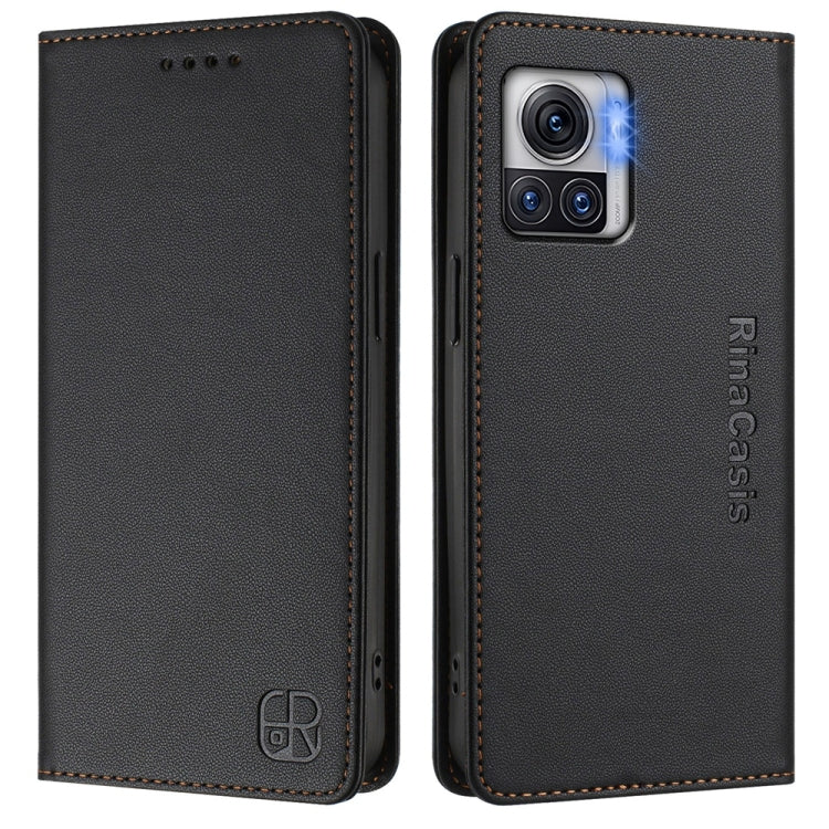 For Motorola Moto X30 Pro / Edge 30 Ultra RC01 Dual-Folded Magnetic Suction RFID Leather Phone Case