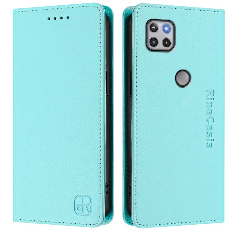 For Motorola One 5G Ace RC01 Dual-Folded Magnetic Suction RFID Leather Phone Case