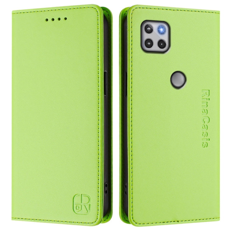 For Motorola One 5G Ace RC01 Dual-Folded Magnetic Suction RFID Leather Phone Case