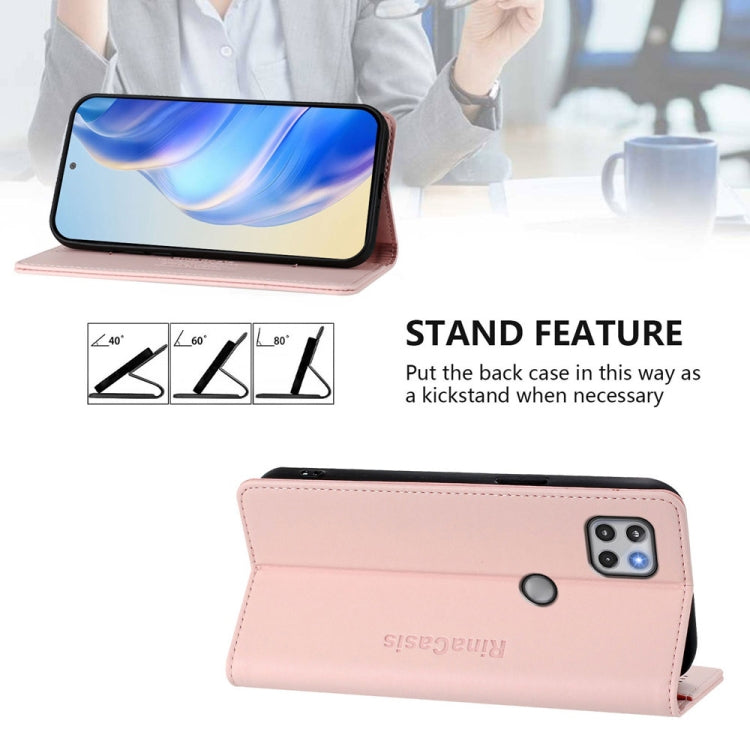 For Motorola One 5G Ace RC01 Dual-Folded Magnetic Suction RFID Leather Phone Case