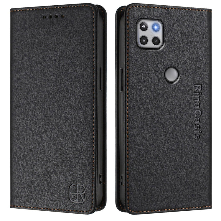 For Motorola One 5G Ace RC01 Dual-Folded Magnetic Suction RFID Leather Phone Case