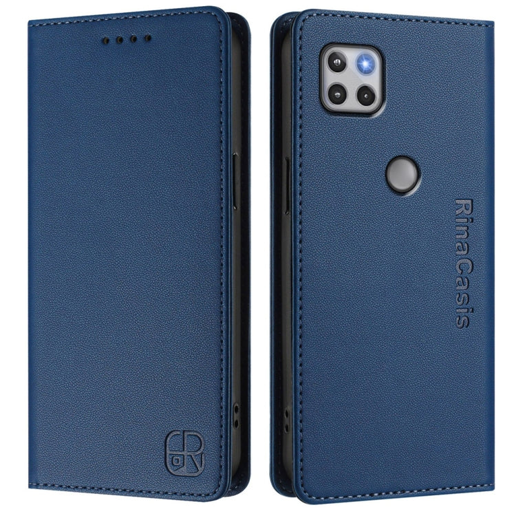 For Motorola One 5G Ace RC01 Dual-Folded Magnetic Suction RFID Leather Phone Case