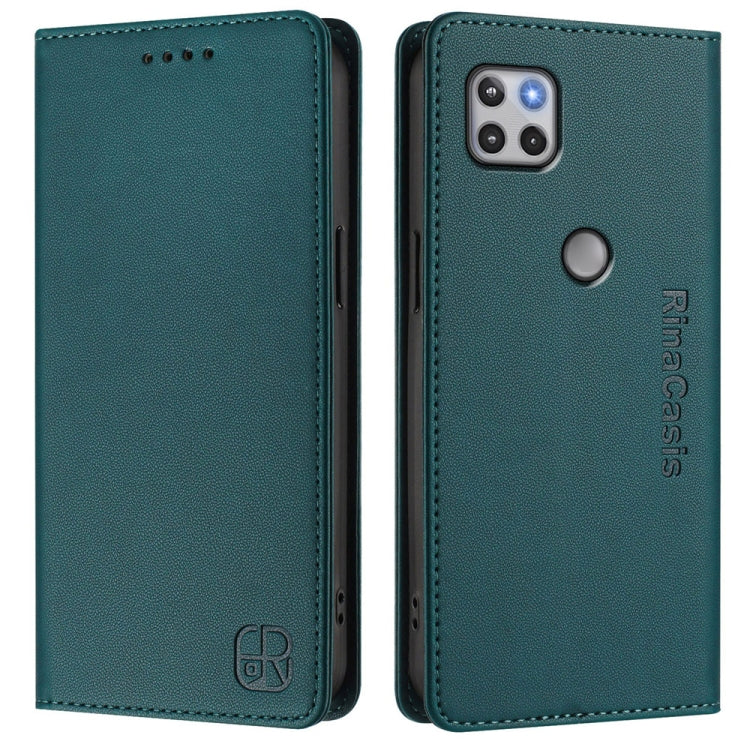 For Motorola One 5G Ace RC01 Dual-Folded Magnetic Suction RFID Leather Phone Case
