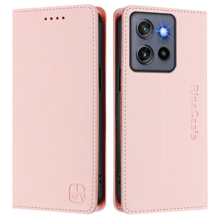 For Motorola ThinkPhone 25 / Edge 50 Neo RC01 Dual-Folded Magnetic Suction RFID Leather Phone Case