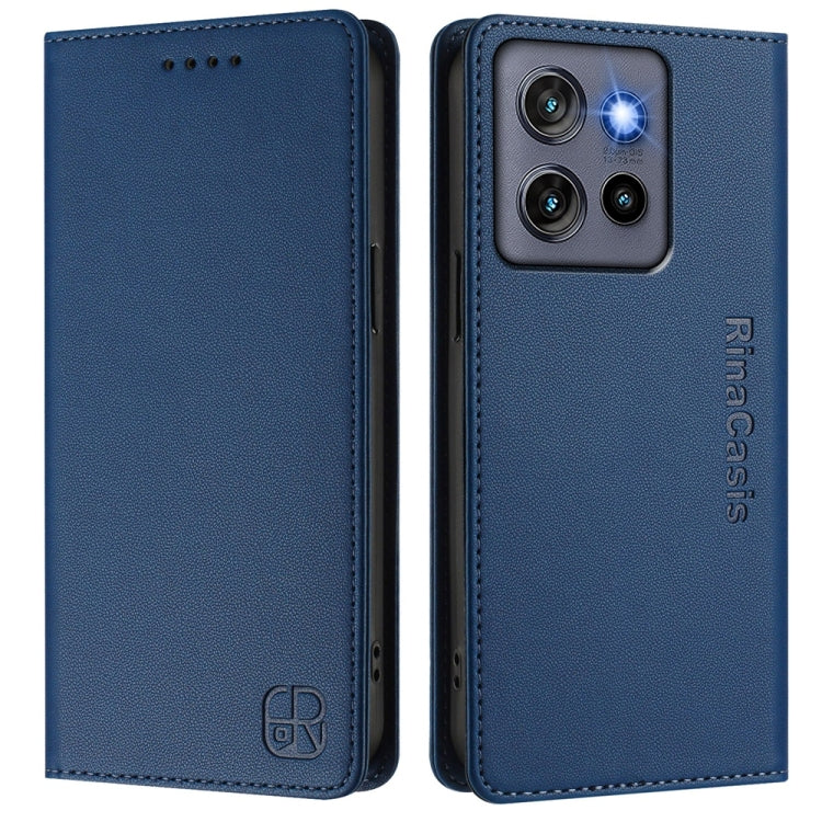 For Motorola ThinkPhone 25 / Edge 50 Neo RC01 Dual-Folded Magnetic Suction RFID Leather Phone Case