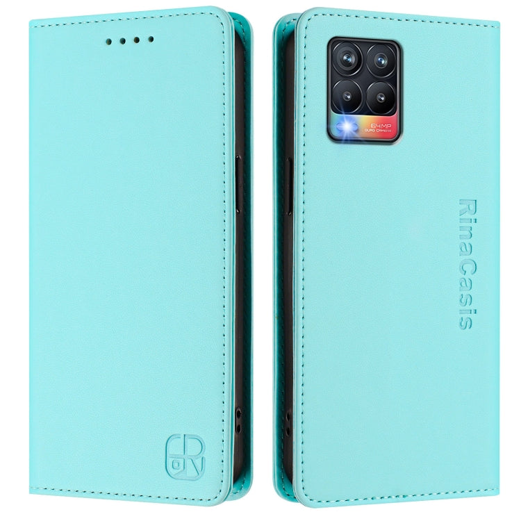For Realme 8 4G / 8 Pro 4G RC01 Dual-Folded Magnetic Suction RFID Leather Phone Case