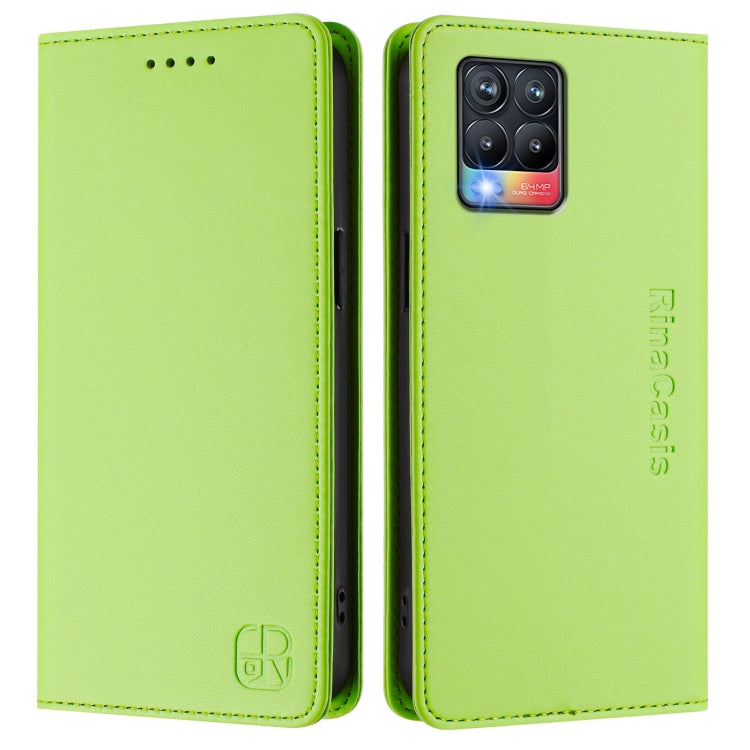 For Realme 8 4G / 8 Pro 4G RC01 Dual-Folded Magnetic Suction RFID Leather Phone Case
