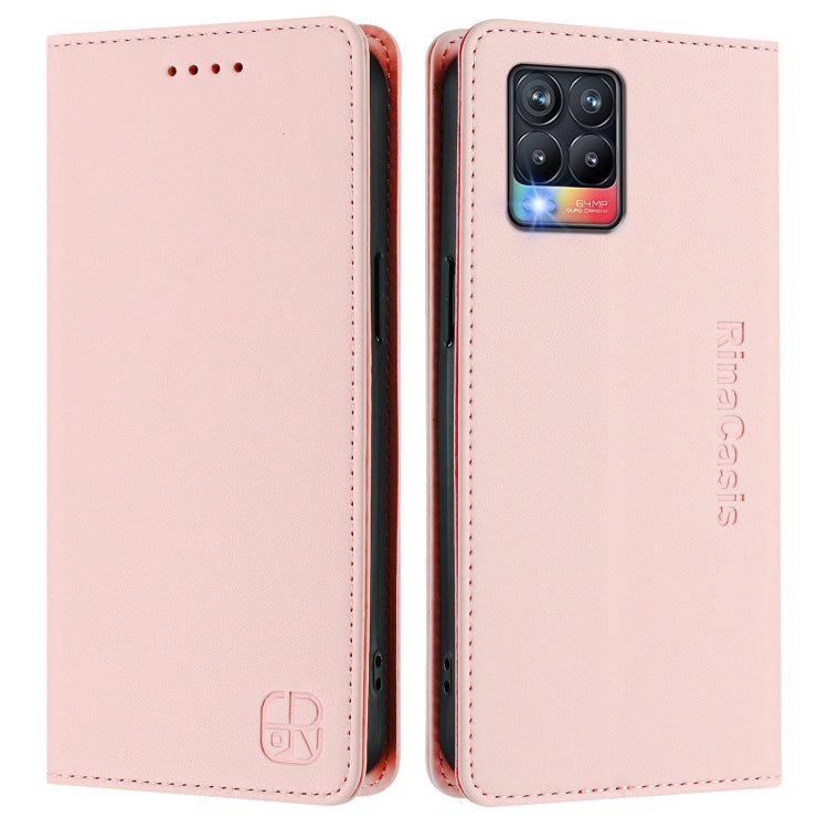 For Realme 8 4G / 8 Pro 4G RC01 Dual-Folded Magnetic Suction RFID Leather Phone Case