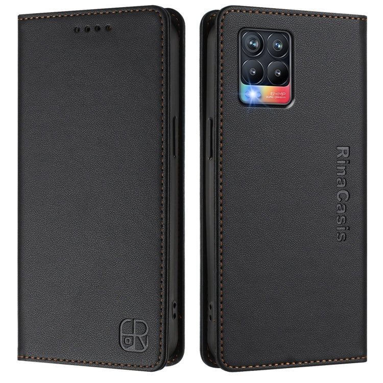 For Realme 8 4G / 8 Pro 4G RC01 Dual-Folded Magnetic Suction RFID Leather Phone Case