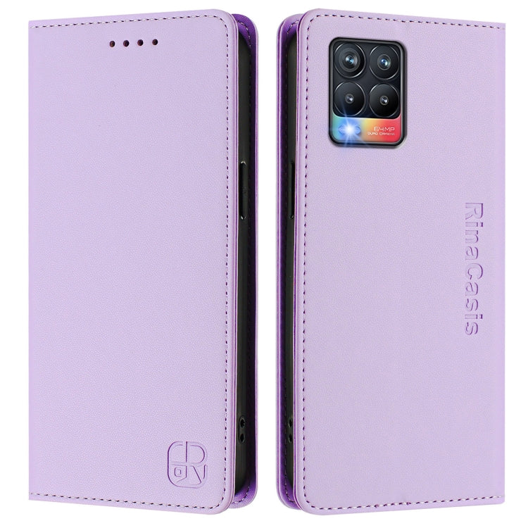 For Realme 8 4G / 8 Pro 4G RC01 Dual-Folded Magnetic Suction RFID Leather Phone Case