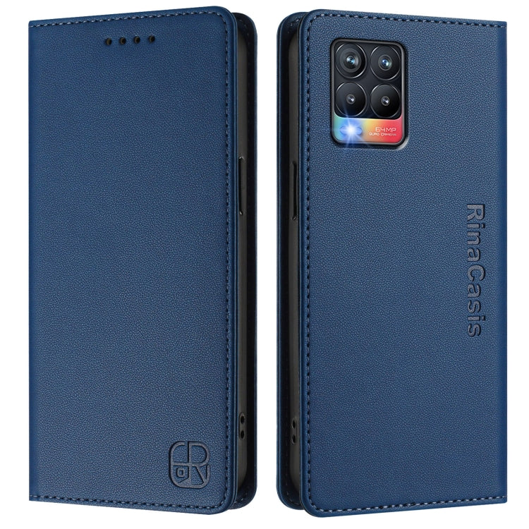For Realme 8 4G / 8 Pro 4G RC01 Dual-Folded Magnetic Suction RFID Leather Phone Case