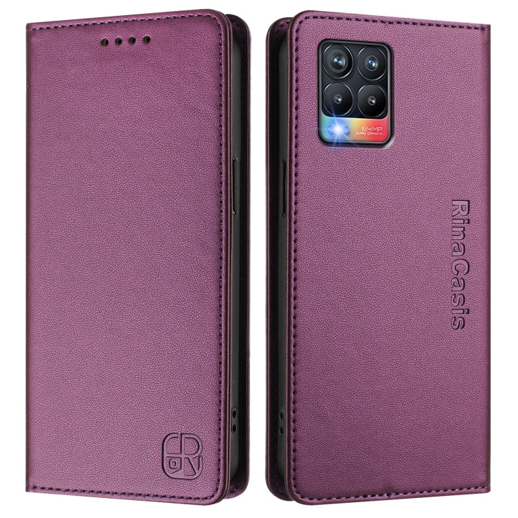 For Realme 8 4G / 8 Pro 4G RC01 Dual-Folded Magnetic Suction RFID Leather Phone Case