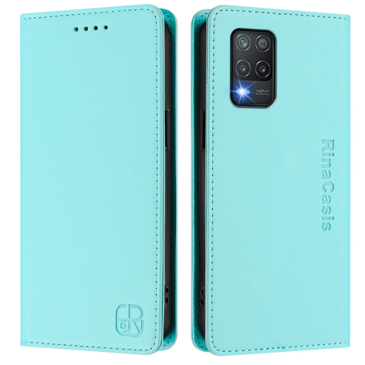 For Realme 8 5G / 9 5G Indian / V13 5G RC01 Dual-Folded Magnetic Suction RFID Leather Phone Case