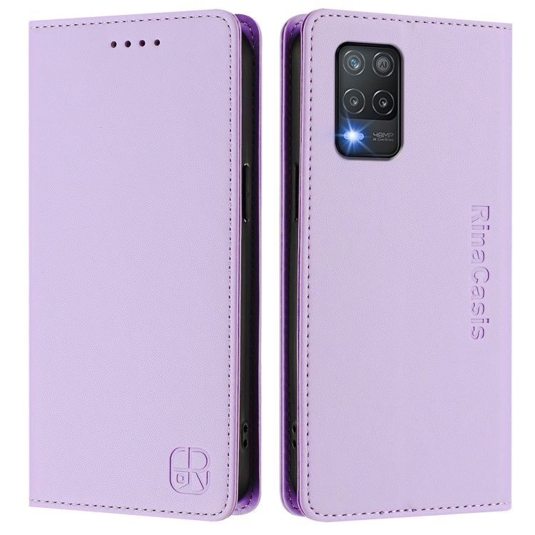 For Realme 8 5G / 9 5G Indian / V13 5G RC01 Dual-Folded Magnetic Suction RFID Leather Phone Case