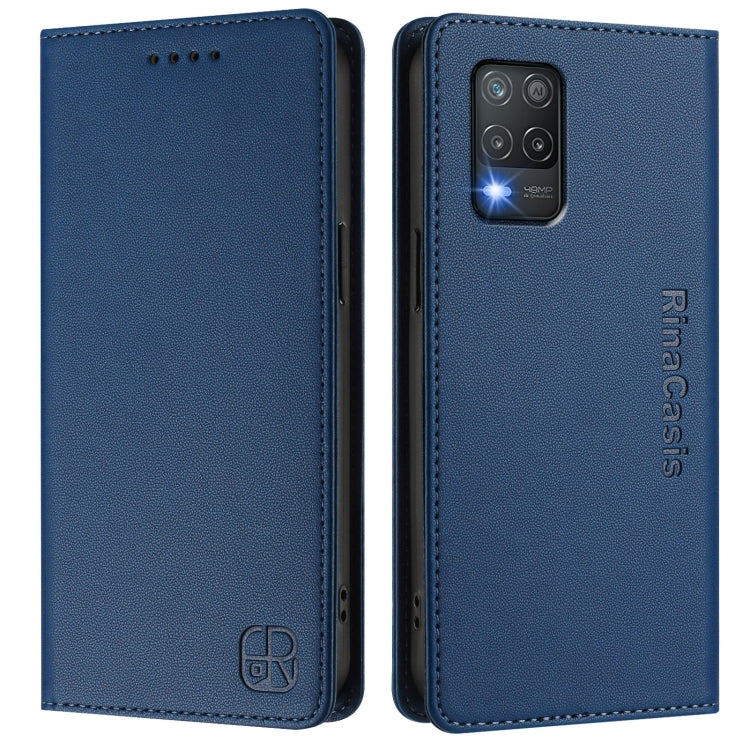 For Realme 8 5G / 9 5G Indian / V13 5G RC01 Dual-Folded Magnetic Suction RFID Leather Phone Case