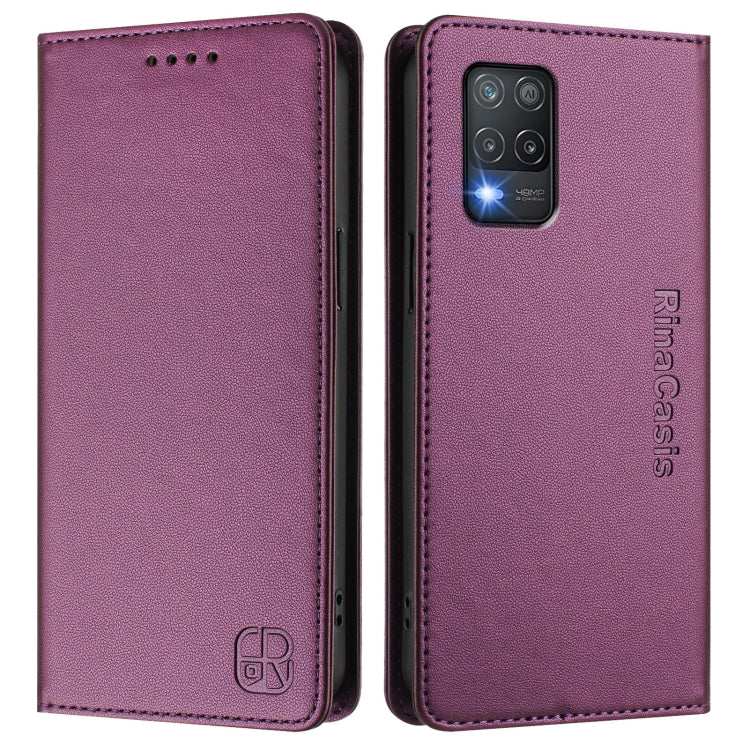 For Realme 8 5G / 9 5G Indian / V13 5G RC01 Dual-Folded Magnetic Suction RFID Leather Phone Case