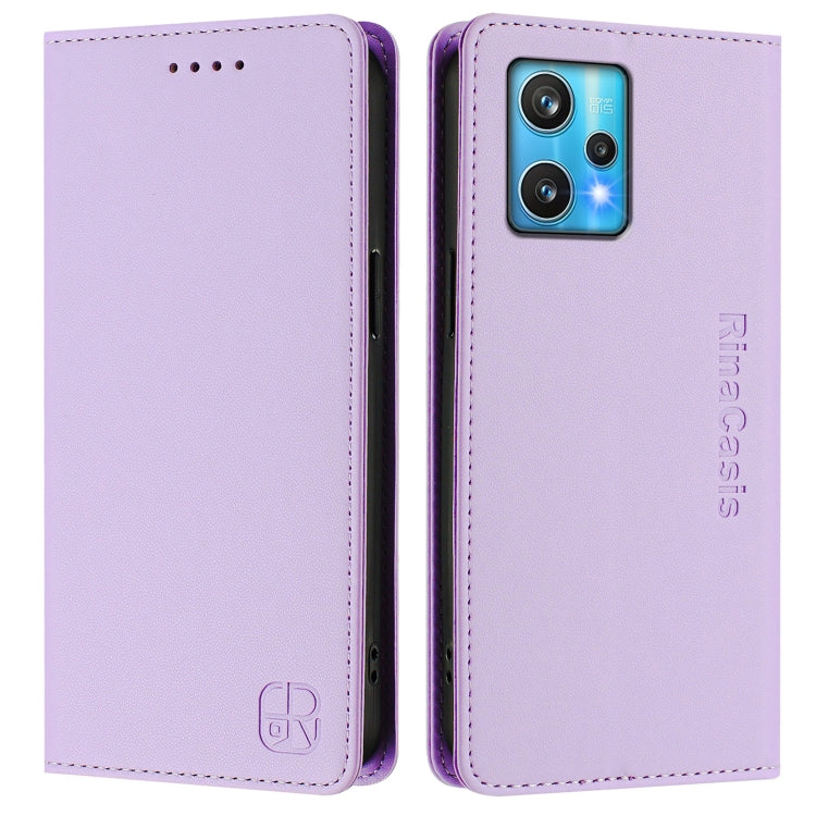 For Realme 9 Pro+ 5G / 9 4G Global RC01 Dual-Folded Magnetic Suction RFID Leather Phone Case