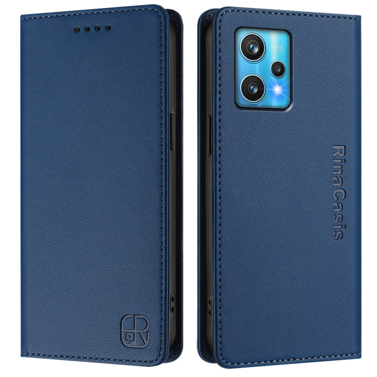 For Realme 9 Pro+ 5G / 9 4G Global RC01 Dual-Folded Magnetic Suction RFID Leather Phone Case