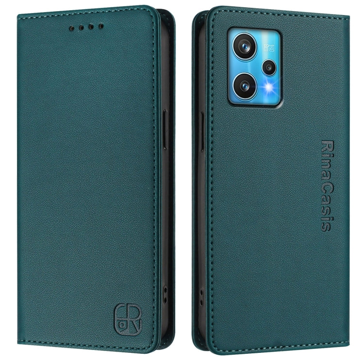 For Realme 9 Pro+ 5G / 9 4G Global RC01 Dual-Folded Magnetic Suction RFID Leather Phone Case