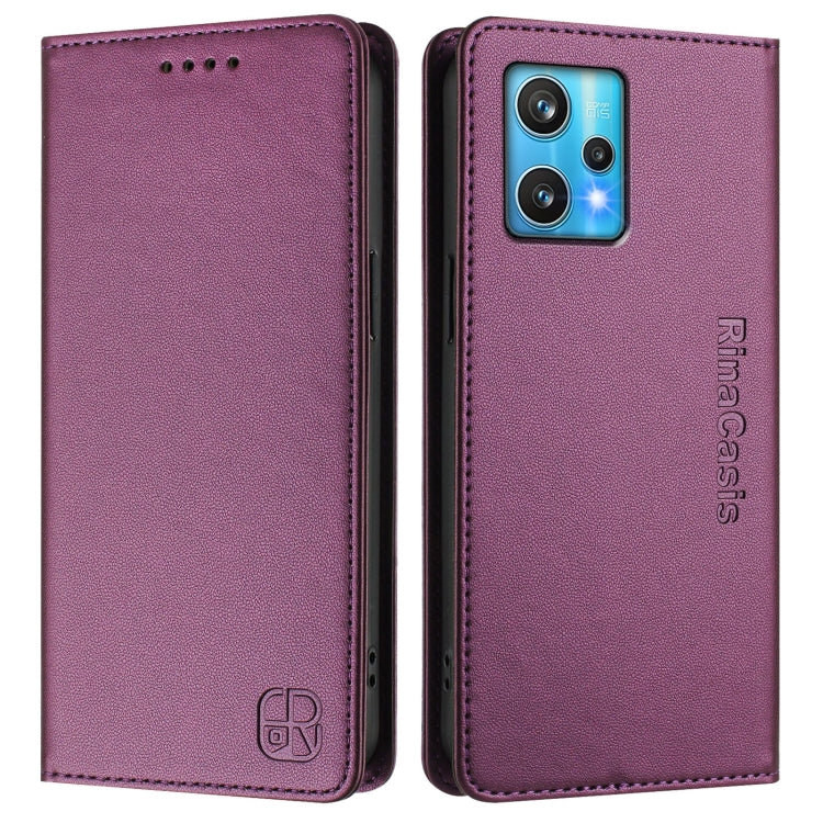 For Realme 9 Pro+ 5G / 9 4G Global RC01 Dual-Folded Magnetic Suction RFID Leather Phone Case