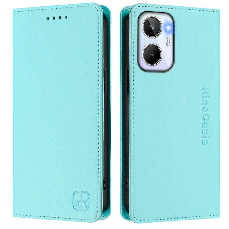 For Realme 10 4G Global RC01 Dual-Folded Magnetic Suction RFID Leather Phone Case