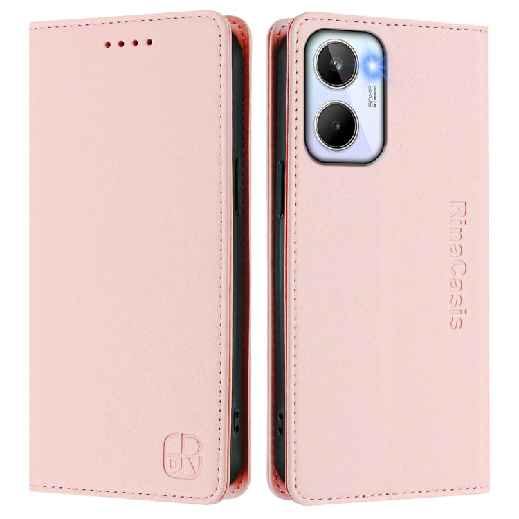 For Realme 10 4G Global RC01 Dual-Folded Magnetic Suction RFID Leather Phone Case