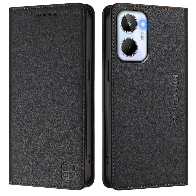 For Realme 10 4G Global RC01 Dual-Folded Magnetic Suction RFID Leather Phone Case