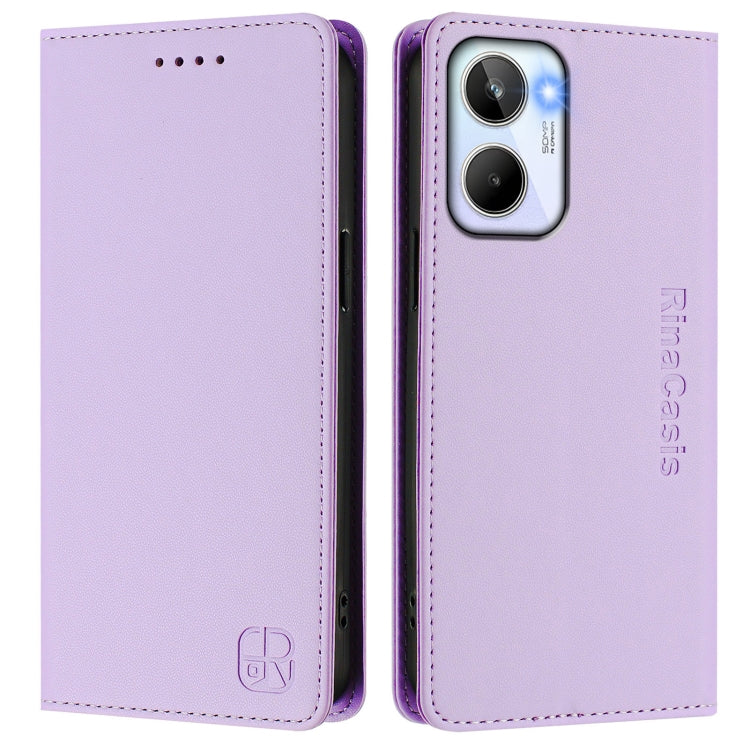 For Realme 10 4G Global RC01 Dual-Folded Magnetic Suction RFID Leather Phone Case