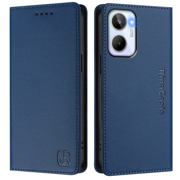 For Realme 10 4G Global RC01 Dual-Folded Magnetic Suction RFID Leather Phone Case