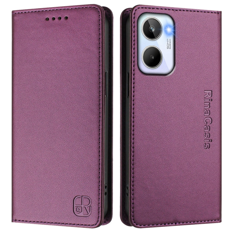 For Realme 10 4G Global RC01 Dual-Folded Magnetic Suction RFID Leather Phone Case