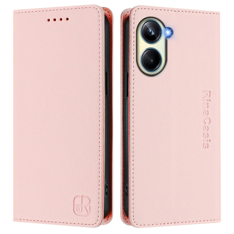 For Realme 10 Pro 5G RC01 Dual-Folded Magnetic Suction RFID Leather Phone Case