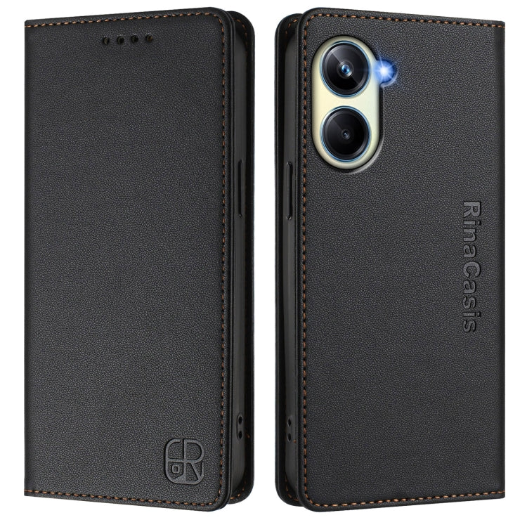 For Realme 10 Pro 5G RC01 Dual-Folded Magnetic Suction RFID Leather Phone Case