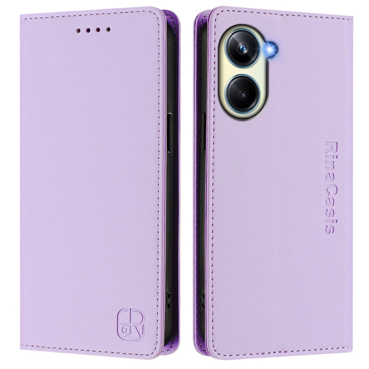 For Realme 10 Pro 5G RC01 Dual-Folded Magnetic Suction RFID Leather Phone Case