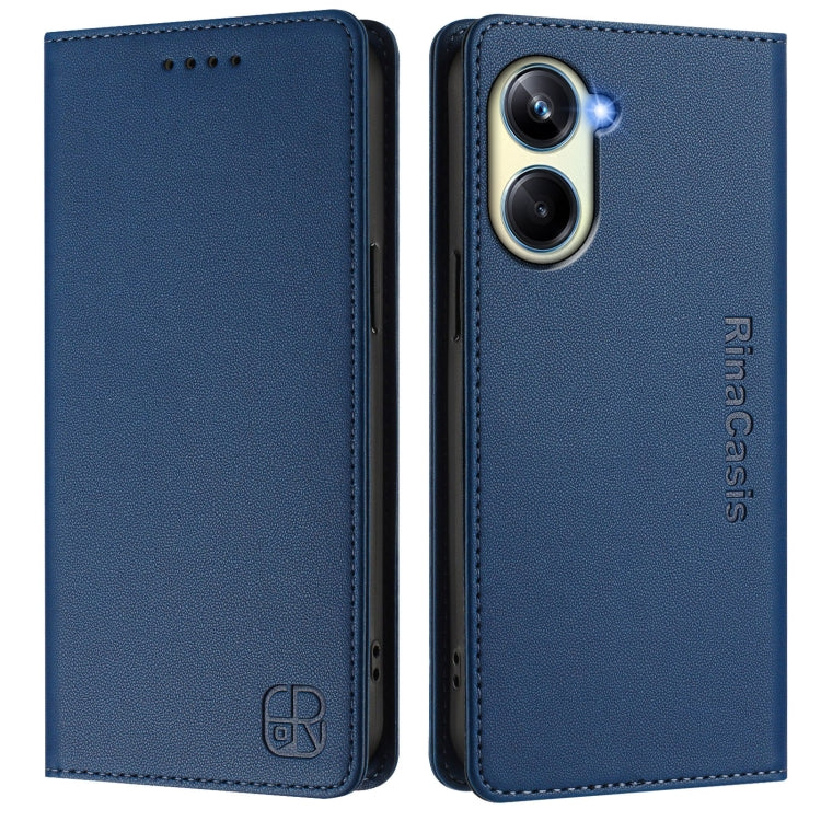 For Realme 10 Pro 5G RC01 Dual-Folded Magnetic Suction RFID Leather Phone Case