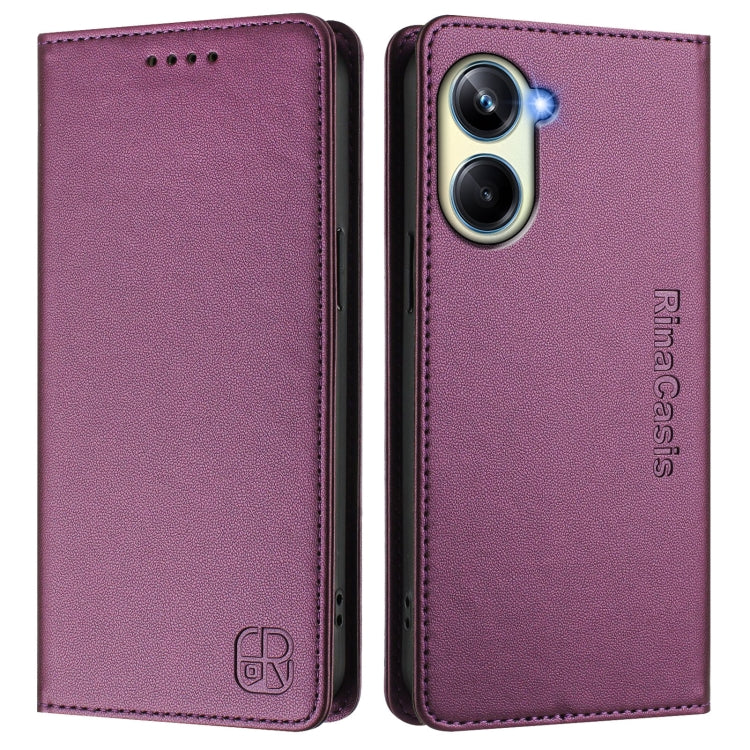 For Realme 10 Pro 5G RC01 Dual-Folded Magnetic Suction RFID Leather Phone Case
