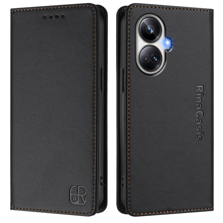 For Realme 10 Pro+ 5G RC01 Dual-Folded Magnetic Suction RFID Leather Phone Case