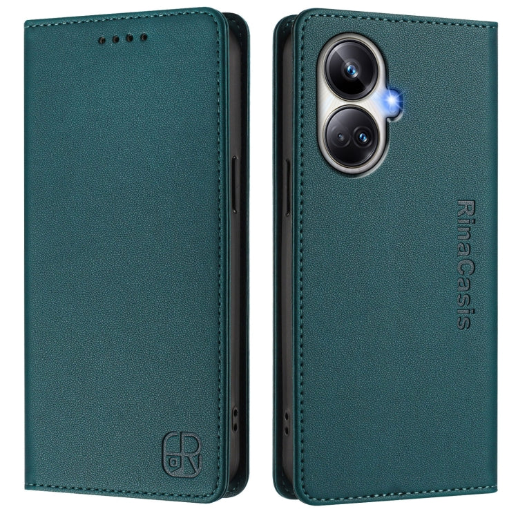 For Realme 10 Pro+ 5G RC01 Dual-Folded Magnetic Suction RFID Leather Phone Case