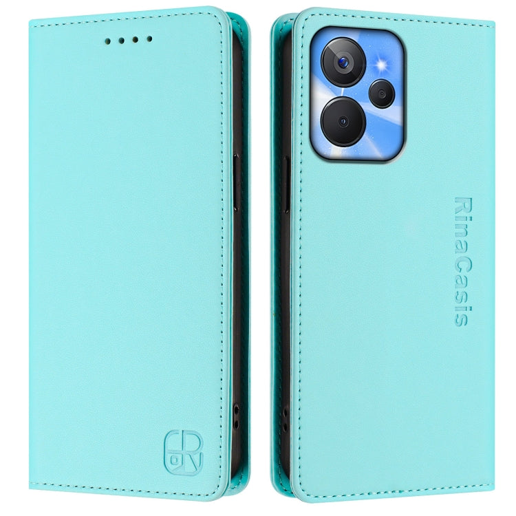 For Realme 10T 5G / 10s 5G / 9i 5G Indian RC01 Dual-Folded Magnetic Suction RFID Leather Phone Case