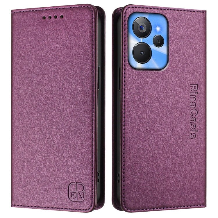 For Realme 10T 5G / 10s 5G / 9i 5G Indian RC01 Dual-Folded Magnetic Suction RFID Leather Phone Case