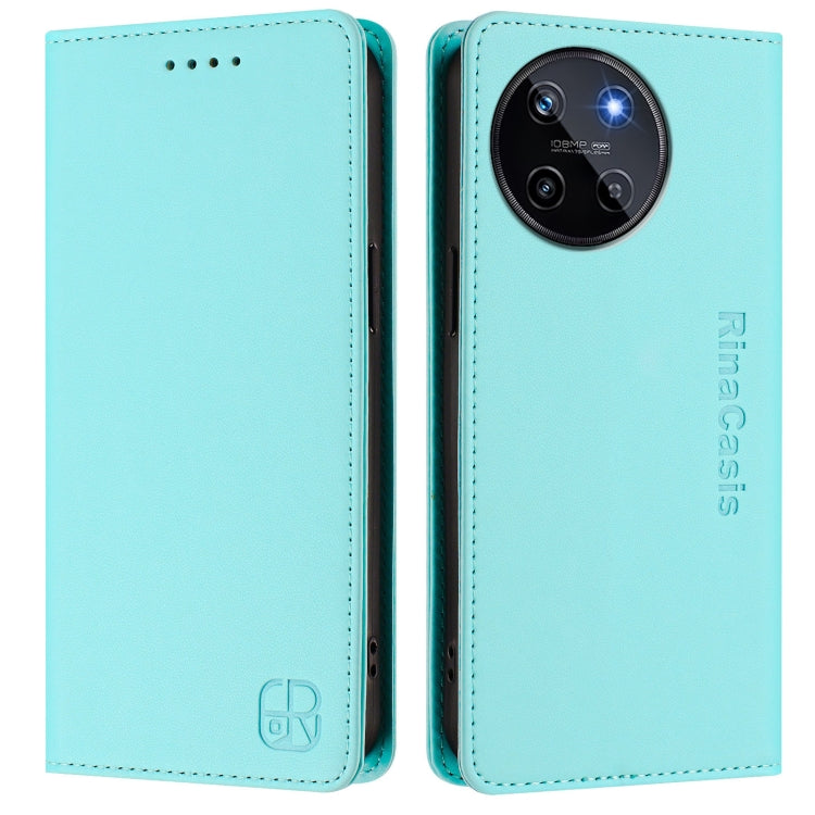 For Realme 11 4G Global RC01 Dual-Folded Magnetic Suction RFID Leather Phone Case
