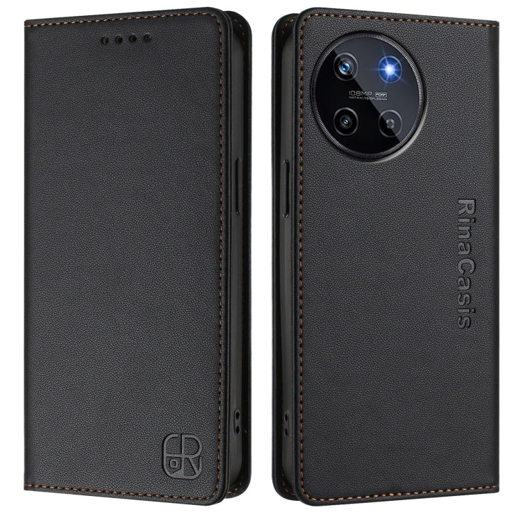 For Realme 11 4G Global RC01 Dual-Folded Magnetic Suction RFID Leather Phone Case