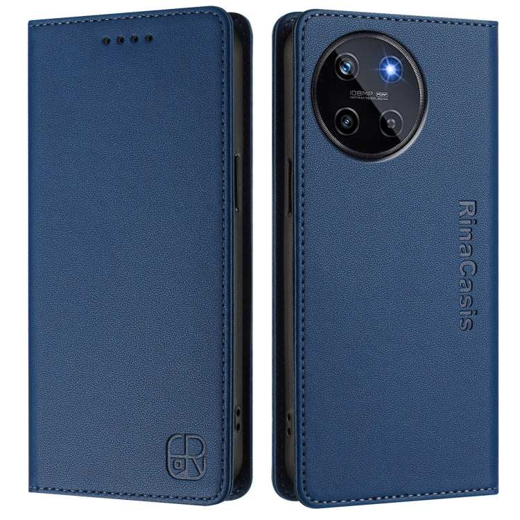 For Realme 11 4G Global RC01 Dual-Folded Magnetic Suction RFID Leather Phone Case